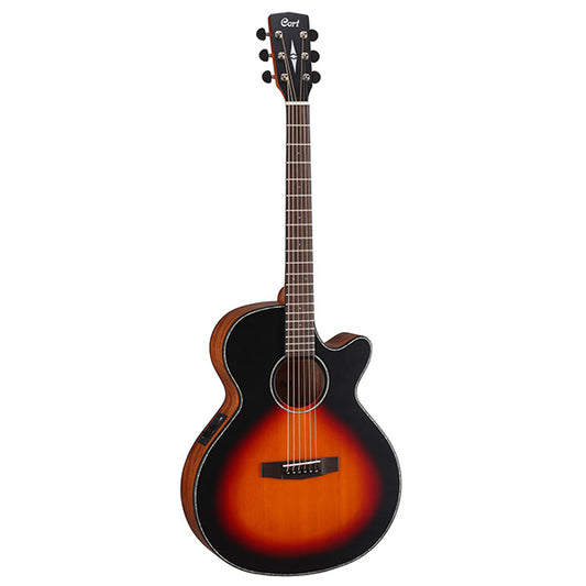 Cort SFX-E Slim Body Depth Solid Spruce Top Acoustic Guitar with Pickup 3 Tone Satin Sunburst (SFXE SFX E)