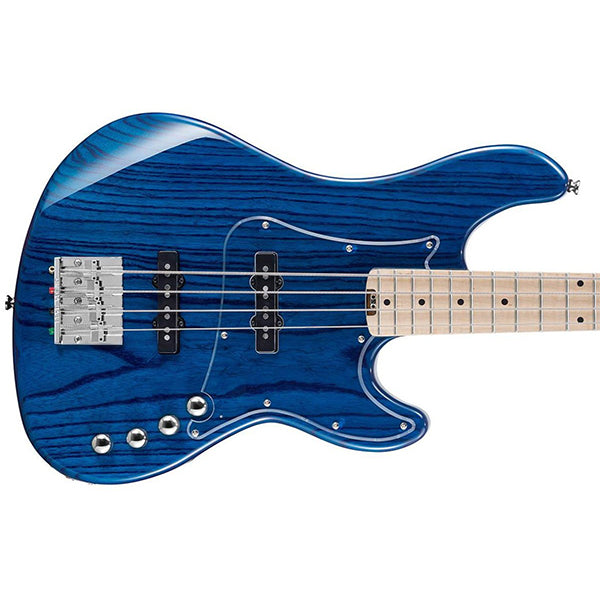 Cort GB74JJ 4 String Double Cutaway Bolt On Swamp Ash Electric Bass Guitar Aqua Blue (GB74 JJ)