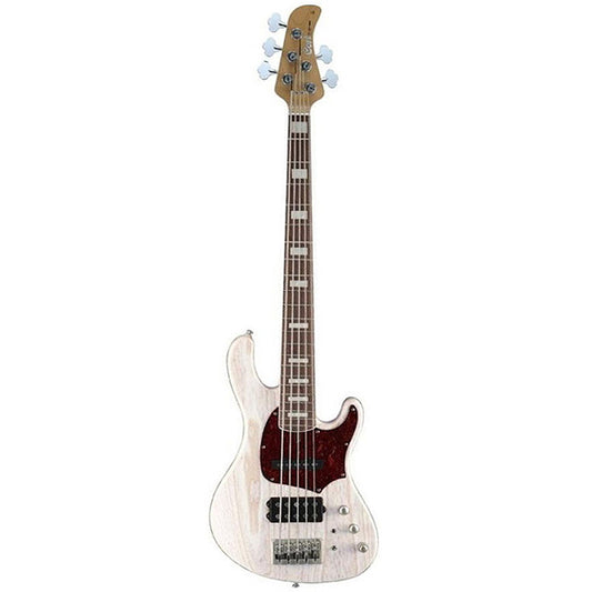 Cort GB75 5 String Double Cutaway Bolt On Swamp Ash Electric Bass Guitar White Blonde (GB 75)