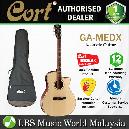 Cort GA-MEDX Grand Auditorium Cutaway Spruce Top Acoustic Guitar with Bag (GAMEDX GA MEDX)