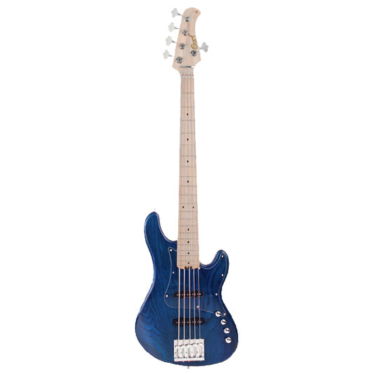 Cort GB75JJ 5 String Double Cutaway Bolt On Swamp Ash Electric Bass Guitar Aqua Blue (GB75 JJ)