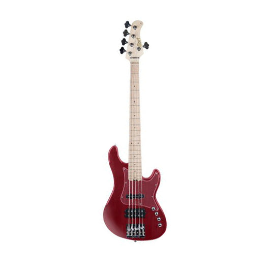 Cort GB75JH 5 String Double Cutaway Bolt On Swamp Ash Electric Bass Guitar Trans Red (GB75 JH)