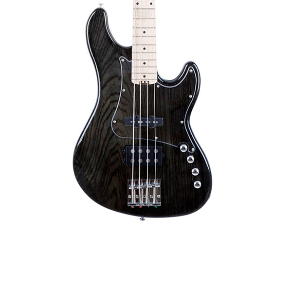 Cort GB74JH 4 String Double Cutaway Bolt On Swamp Ash Electric Bass Guitar Trans Black (GB74 JH)