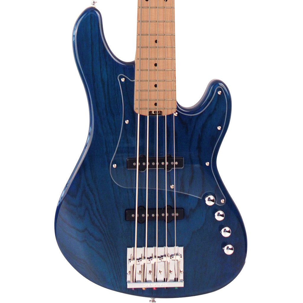 Cort GB75JJ 5 String Double Cutaway Bolt On Swamp Ash Electric Bass Guitar Aqua Blue (GB75 JJ)