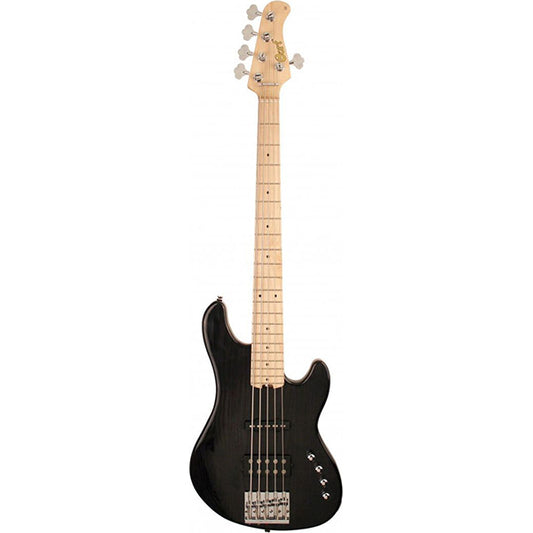 Cort GB75JH 5 String Double Cutaway Bolt On Swamp Ash Electric Bass Guitar Trans Black (GB75 JH)