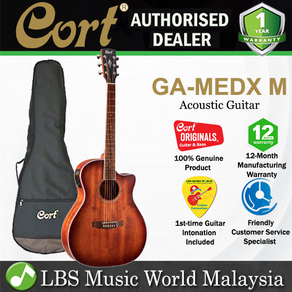 Cort GA-MEDX Grand Auditorium Cutaway Spruce Top Acoustic Guitar with Bag (GAMEDX GA MEDX)