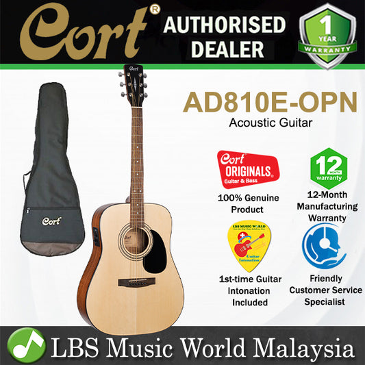 Cort AD810E Dreadnought Spruce Top Acoustic Guitar with Pickup Open Pore (AD 810E)