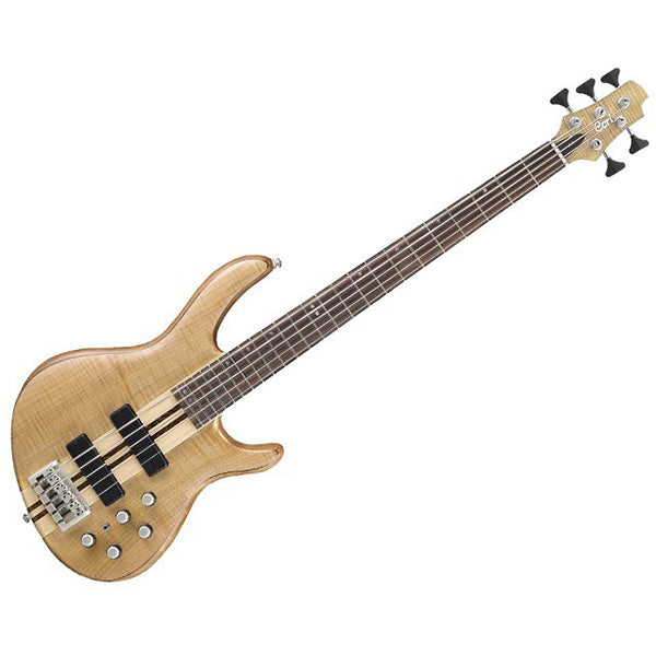 Cort A4 5 String Double Cutaway Neck Thru Figured Maple Top Electric Bass Guitar Open Pore Natural (A 5)