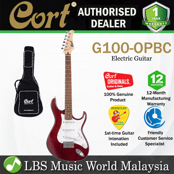 Cort G100 Double Cutaway Bolt On Meranti Electric Guitar with SSS Pickup Jatoba Fingerboard and Bag (G 100)
