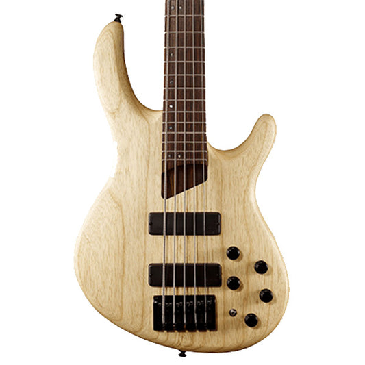 Cort B5 5 String Double Cutaway Bolt On Swamp Ash Open Pore Natural Electric Bass Guitar