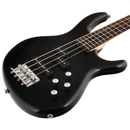 Cort C4H 4 String Double Cutaway Bolt On Mahogany Black Electric Bass Guitar (C 4H)