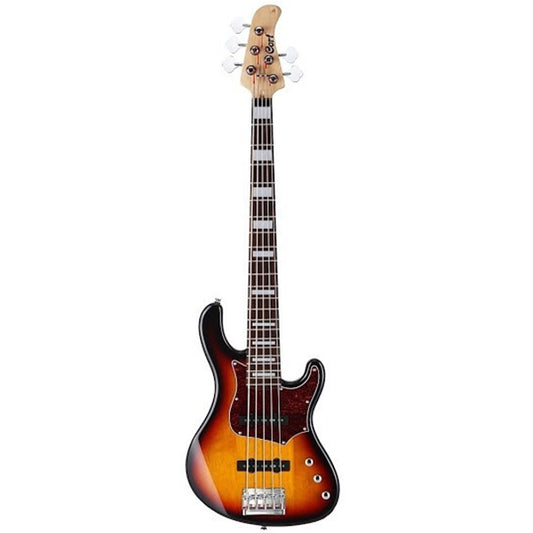 Cort GB35J 5 String Double Cutaway Bolt On Agathis Electric Bass Guitar 3 Tone Sunburst (GB35 J)