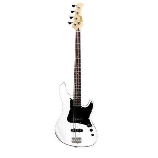 Cort GB54JJ 4 String Double Cutaway Bolt On Alder Electric Bass Guitar Olympic White (GB54 JJ)