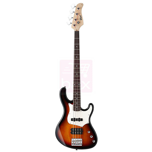 Cort GB34A 4 String Double Cutaway Bolt On Agathis Electric Bass Guitar 3 Tone Sunburst (GB34 A)