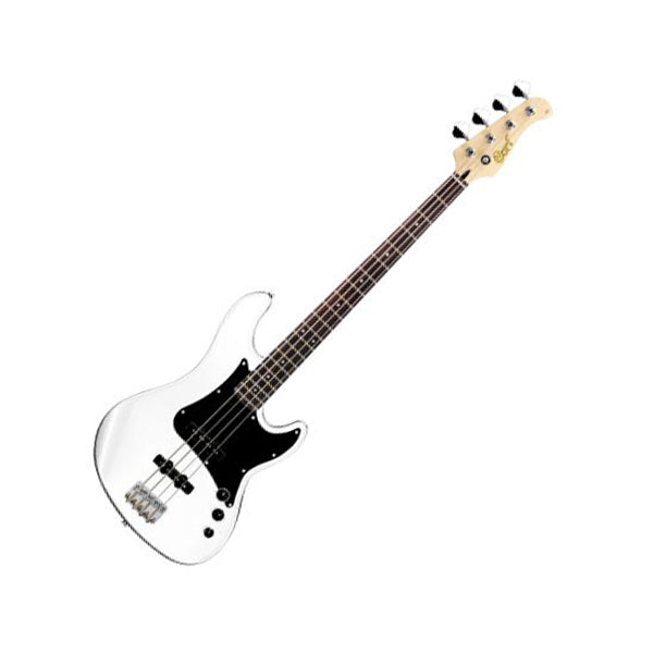 Cort GB54JJ 4 String Double Cutaway Bolt On Alder Electric Bass Guitar Olympic White (GB54 JJ)