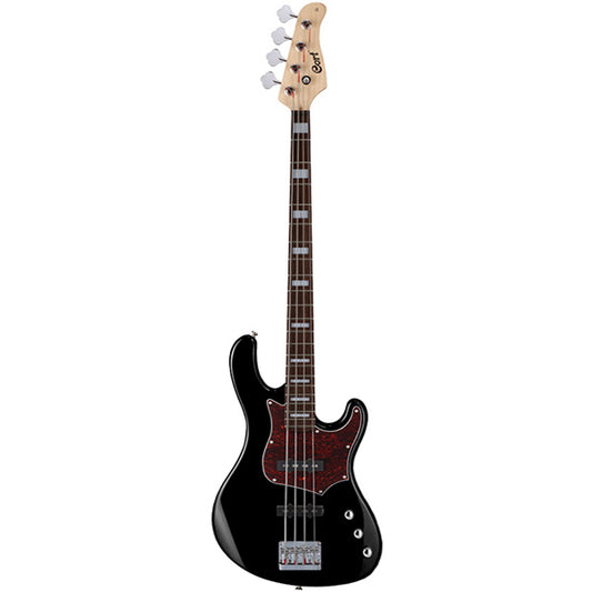 Cort GB34J 4 String Double Cutaway Bolt On Poplar Electric Bass Guitar Black (GB34 J)