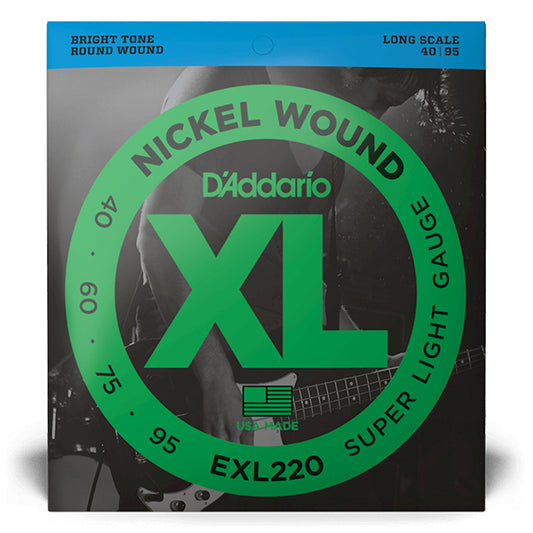 D'addario EXL220 Nickel Wound Super Light Long Scale Electric Bass Strings (EXL 220)