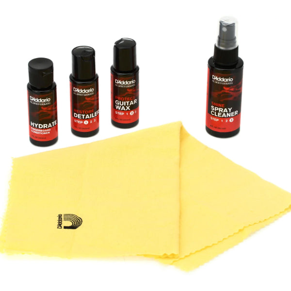 D'addario PW-GCB-01 Planet Waves Instrument Care Essentials Complete Care Kit for Guitar Polish (4 Bottles)