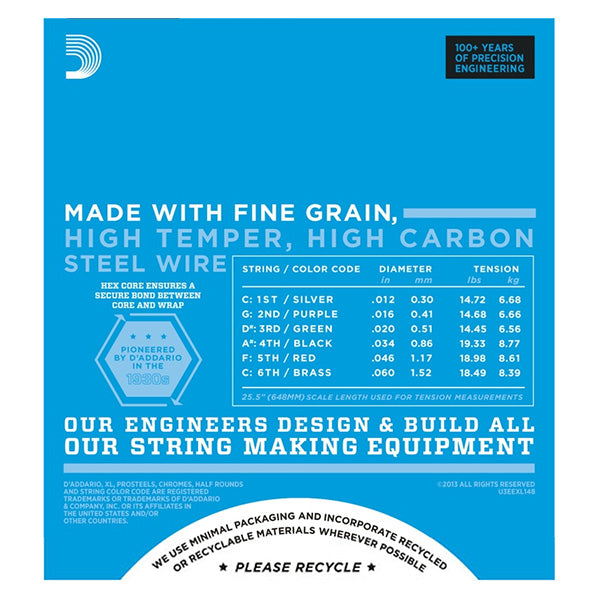 D'addario EXL148 Nickel Wound Extra Heavy 012-060 Electric String (EXL 148)