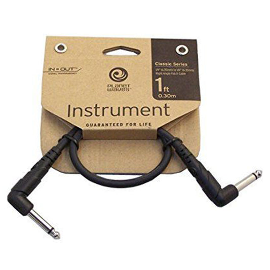 D'addario PW-CGTPRA-01 Right Angle Classic Series Patch Cable for Effect Pedal - 1 Ft / 0.3M (PWCGTPRA01)