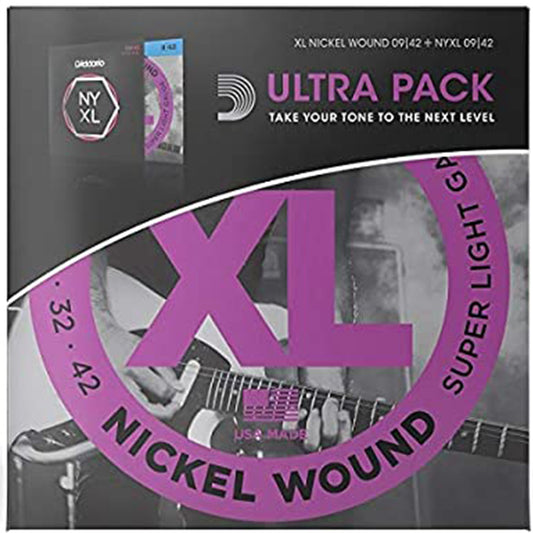D'Addario Ultra Pack EXL120 NYXL0942 Electric Guitar String Daddario Super Light (09-42)