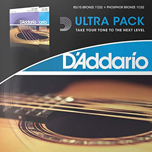 D'Addario Ultra Pack EZ910 EJ26 Acoustic Guitar String Daddario Custom Light (11-52)