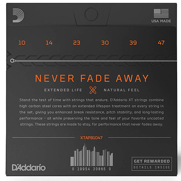 D'addario XTAPB1047 XT Phosphor Bronze Acoustic Guitar String Extra Light Daddario D Addario (10-47)