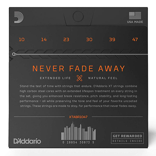 D'addario XTABR1047 XT 80/20 Bronze Acoustic Guitar String Extra Light Daddario D Addario (10-47)