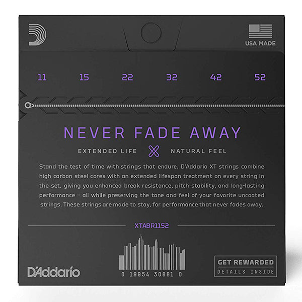 D'addario XTABR1152 XT 80/20 Bronze Acoustic Guitar String Custom Light Daddario D Addario (11-52)