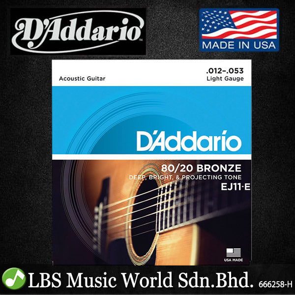 D'addario EJ11 80/20 Bronze Acoustic Guitar Strings 12-53 Daddario D addario (EJ 11 EJ11E)