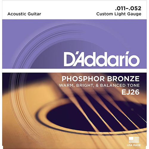D'addario EJ26 Phosphor Bronze Custom Light Acoustic Guitar String (11-52)