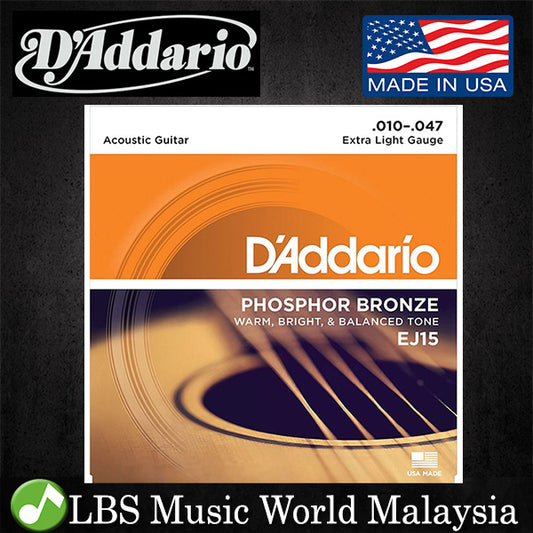 D'addario EJ15 Phosphor Bronze Extra Light Acoustic Guitar String (10-47)