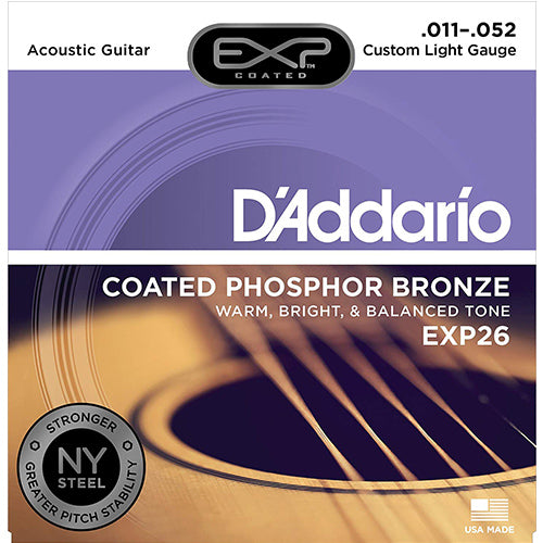 D'addario EXP26 Coated Phosphor Bronze Acoustic Guitar String 11-52 Daddario D addario (EXP 26)