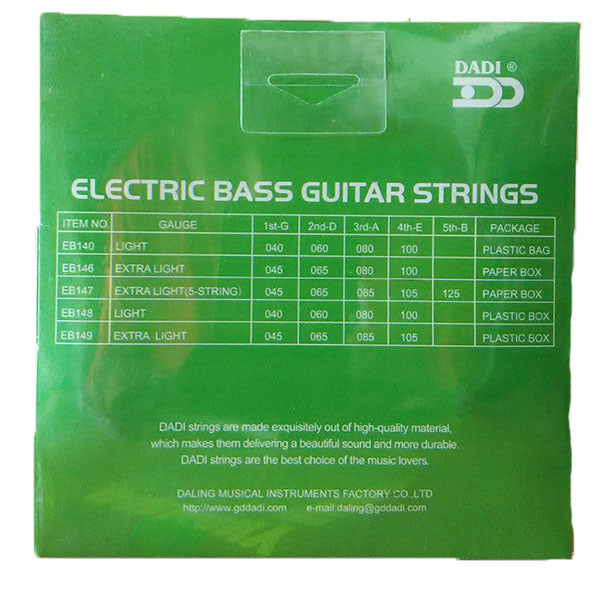 DADI Electric Bass Guitar 5 String Set Nickle Round Wound Light Handmade