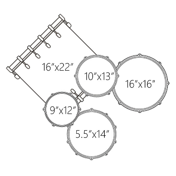 Dixon Spark SP522APPS Drum Set Complete Standard 5 Piece Drum Kit Bundle Purple Sparkle