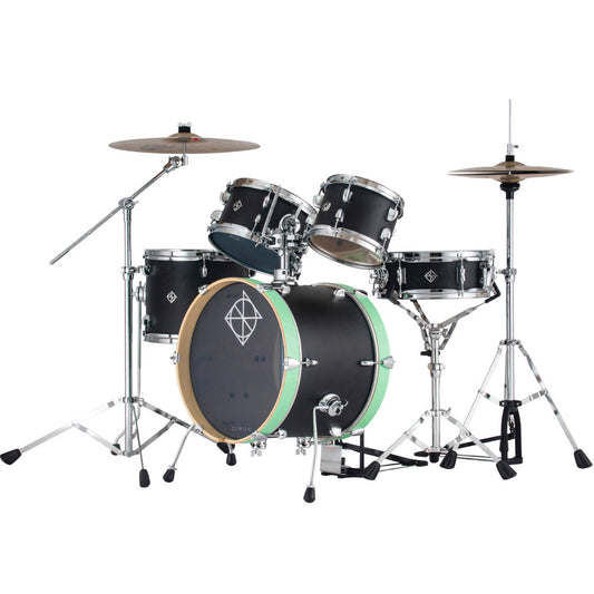 Dixon PODJ516PKBG-WB Jet Set Plus 5 Piece Acoustic Hybrid 2 Side Drum Kit Set with Hardware Pack - Black Green