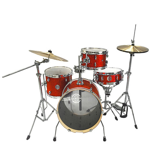 DIXON Drum Set Jet Set Plus Silent Drum set Red Sparkle Travel Drum Kit