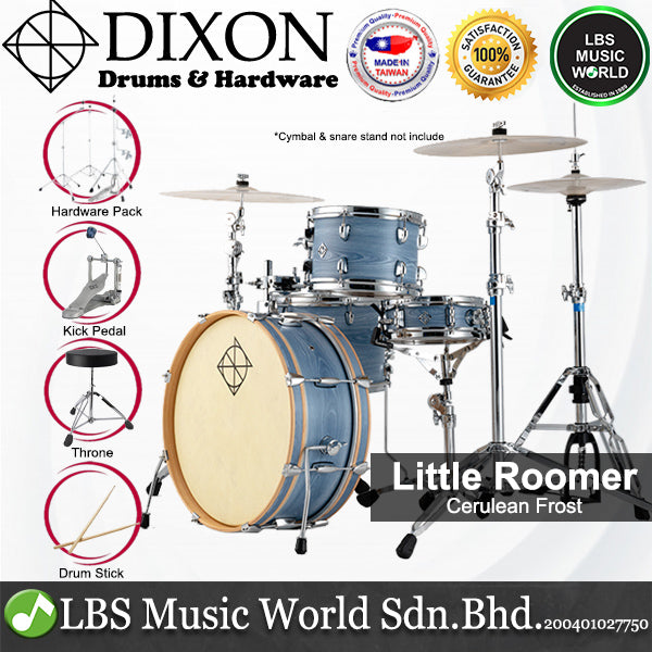Dixon PODL520PK1CF Little Roomer 5 Pieces Drum Set Full Package with Hardware and Cymbal - Cerulean Frost
