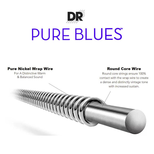 DR Strings PHR-10 Pure Blues Vintage Nickel Electric Guitar Strings - Medium (10-46)