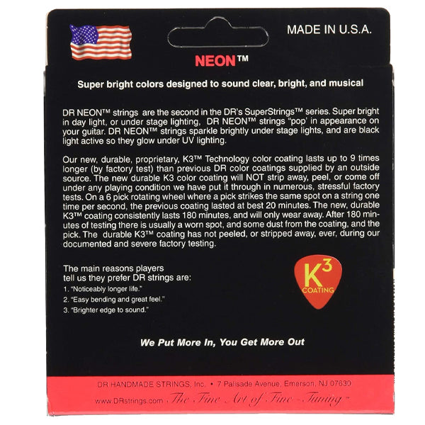 DR Strings NRE-9 Hi-Def Neon Red Nickel Plated Steel Coated Electric Guitar Strings - Light 09-42 (NRE9)