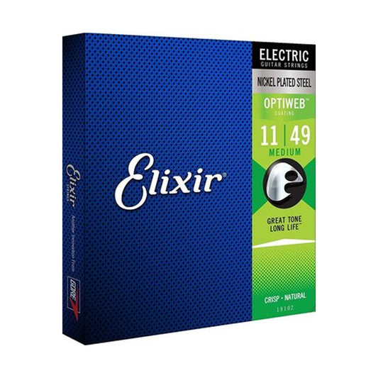 Elixir 19102 Optiweb Electric Guitar String Nickel Plated Steel Medium Gauge Crisp Focus Natural Tone (11-49)