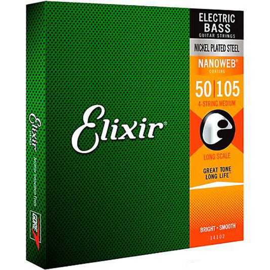Elixir 14102 Nanoweb Electric Bass Guitar String Heavy Long Scale (50-105)