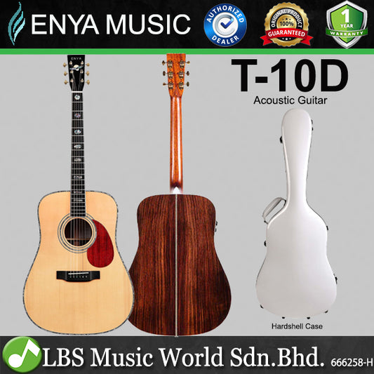 Enya T-10D Adirondack Solid Spruce Top Acoustic Guitar with Hardshell Case (T10D T10DE)
