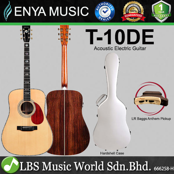Enya T-10D Adirondack Solid Spruce Top Acoustic Guitar with Hardshell Case (T10D T10DE)