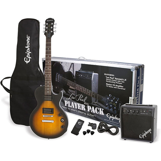 Epiphone Les Paul Player Pack with 10 Watt Electric Guitar Speaker Amplifier and Lesson - Vintage Sunburst