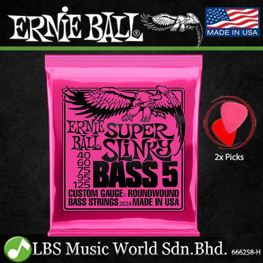 Ernie Ball 2824 Super Slinky 5 String Nickel Wound Electric Bass Guitar String (40-125)