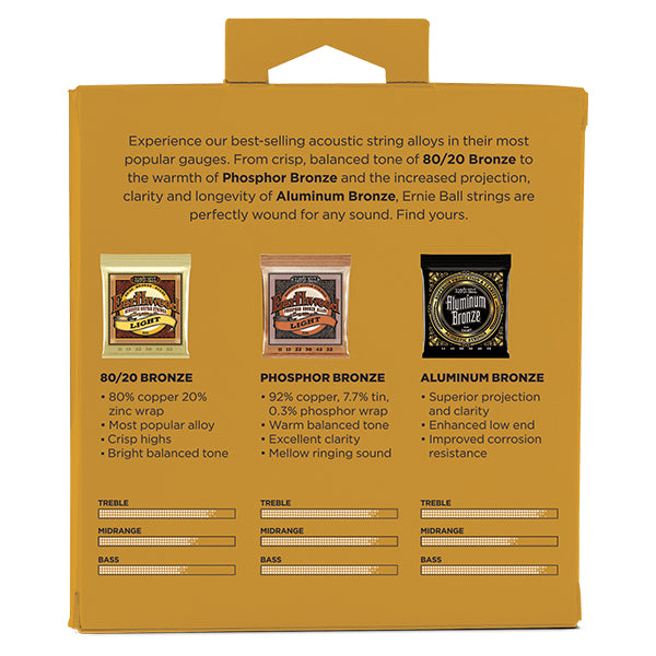 Ernie Ball 3314 Light Acoustic Guitar String Tone Pack Earthwood & Aluminium Bronze (11-52)