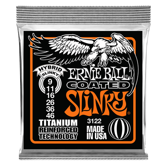 Ernie Ball 3122 Hybrid Slinky Coated Titanium RPS Electric Guitar String (9-46)