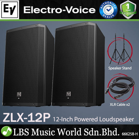 EV Electro-Voice ZLX-12P 1000W 12" Powered Loudspeaker with Speaker Stand (ZLX12P ZLX 12P)