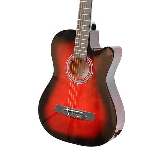 EVO T-38C Red Acoustic Guitar 38 Inch Beginner Guitar Student Guitar Free Bag String Pick Strap